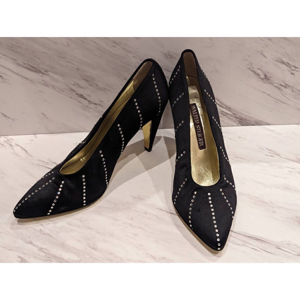 Walter Steiger Women's 8.5B Rhinestone Embellished Black 3.5" Heel Pump
